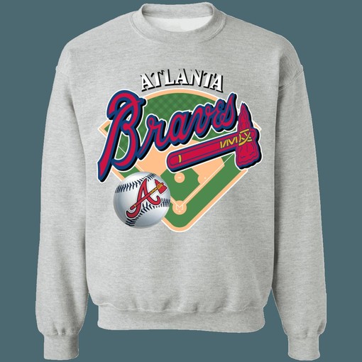 Atlanta Braves Vintage MLB Crewneck Sweatshirt Hoodie Shirt for Baseball Fans - Vintage Style