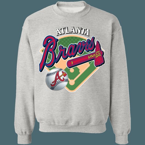 Atlanta Braves Vintage MLB Crewneck Sweatshirt Hoodie Shirt for Baseball Fans - Vintage Style - Image 3