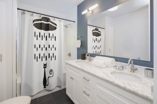 Atomic Cat Shower Head Retro Shower Curtain for MCM Flair - Image 4