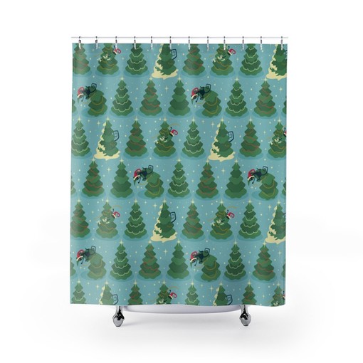 Atomic Christmas Shower Curtain, Mid Century Modern Home Gift - Image 2