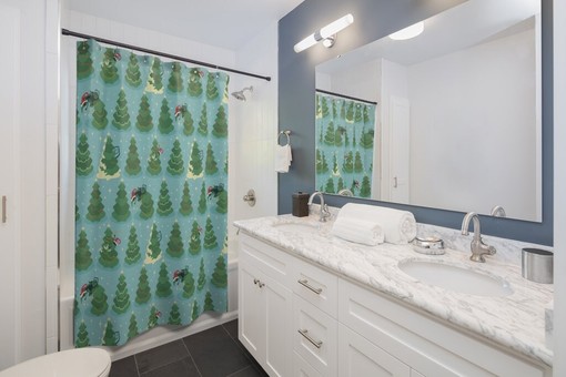 Atomic Christmas Shower Curtain, Mid Century Modern Home Gift - Image 3
