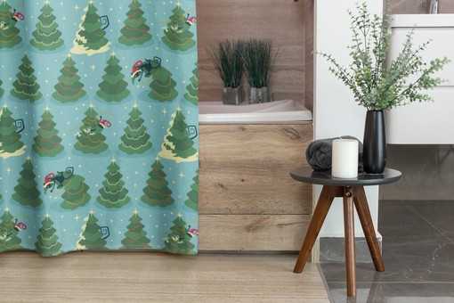 Atomic Christmas Shower Curtain, Mid Century Modern Home Gift - Image 4