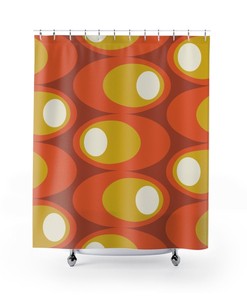 Atomic Star Shower Curtain, Mid Century Modern Bathroom Decor for a Retro Flair