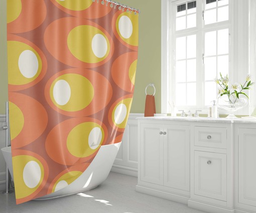Atomic Star Shower Curtain, Mid Century Modern Bathroom Decor for a Retro Flair - Image 2
