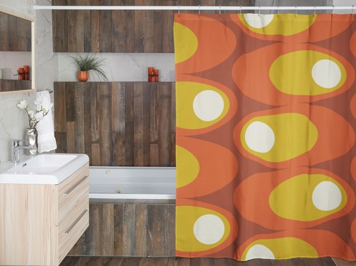 Atomic Star Shower Curtain, Mid Century Modern Bathroom Decor for a Retro Flair - Image 4