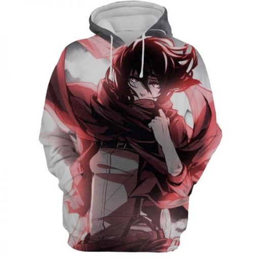 Attack on Titan Mikasa 3D Hoodie with All Over Print Design - Stylish and Cool