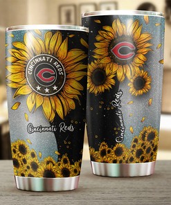 Attention-Grabbing Cincinnati Reds MLB Tumbler with Gorgeous Sunflower Sunshine Design and Iconic Logo