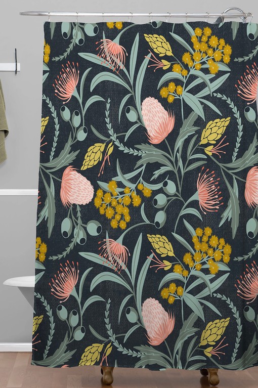 Australis Floral Shower Curtain, Botanical Bath Decor, Vintage-Inspired Fabric Bath Curtain - Image 3