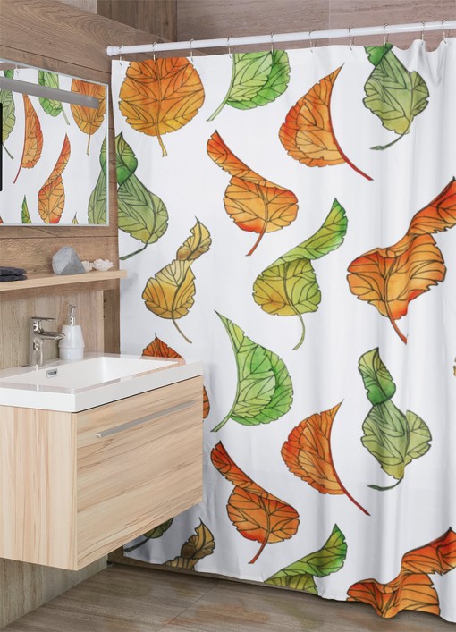 Autumn Leaves Shower Curtain with Leaf Shower Curtain Design for Your Fall Home Decor