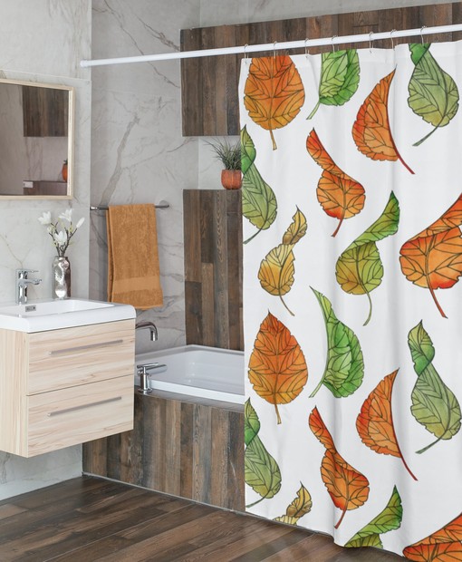 Autumn Leaves Shower Curtain with Leaf Shower Curtain Design for Your Fall Home Decor - Image 2