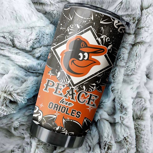 Awesome Baltimore Orioles MLB Tumbler with Catchy Peace Love Design and Top-Quality MLB Logo - Image 2