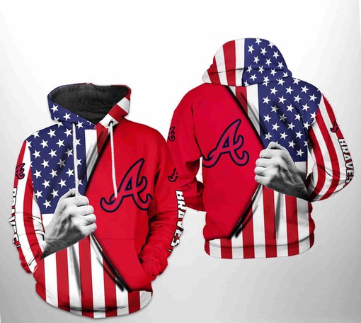 Awesome Design - Show Your Love for the US with Atlanta Braves US Flag 3D Hoodie