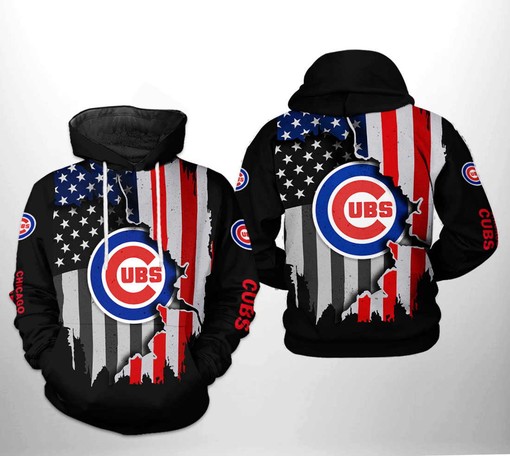 Awesome Design - Show Your Love for the US with Chicago Cubs US Flag 3D Hoodie