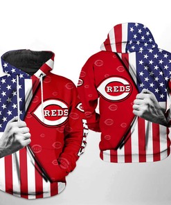 Awesome Design - Show Your Love for the US with Cincinnati Reds US Flag 3D Hoodie