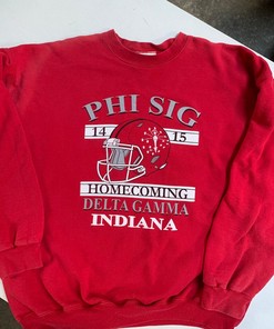 Awesome Football Graphic Phi Sig Delta Gamma 2014 Homecoming Indiana Iu Crewneck Sweatshirt for NCAA Fans