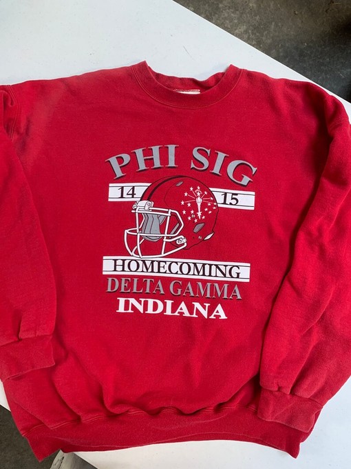 Awesome Football Graphic Phi Sig Delta Gamma 2014 Homecoming Indiana Iu Crewneck Sweatshirt for NCAA Fans