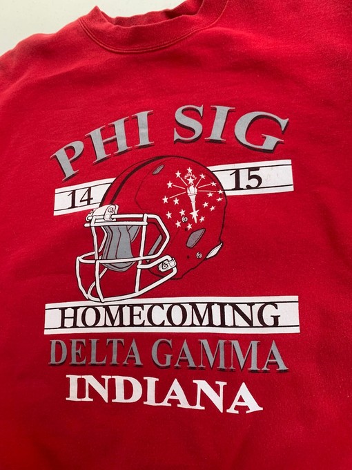 Awesome Football Graphic Phi Sig Delta Gamma 2014 Homecoming Indiana Iu Crewneck Sweatshirt for NCAA Fans - Image 2
