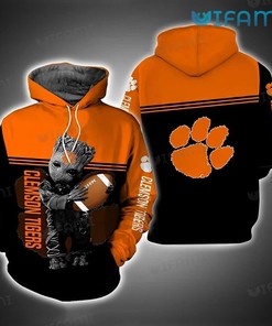 Baby Groot Hug Ball Clemson Tigers 3D Hoodie All Over Print for Fans