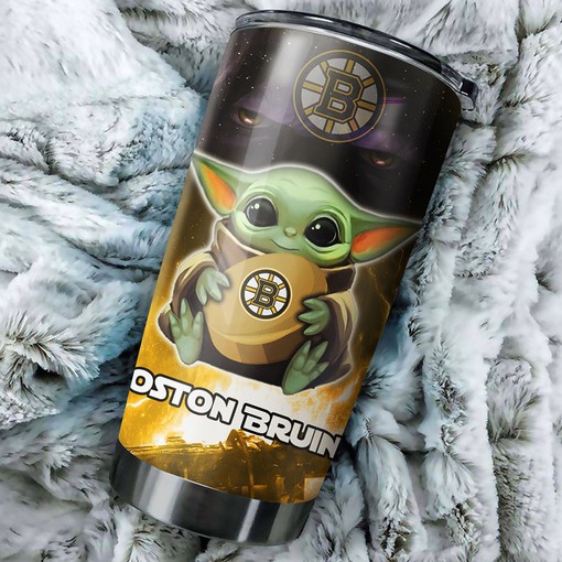 Baby Yoda Boston Bruins NHL Tumbler - May the Force Be with You, Even on Busy Days