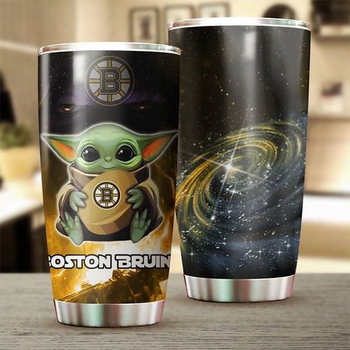 Baby Yoda Boston Bruins NHL Tumbler - May the Force Be with You, Even on Busy Days - Image 2