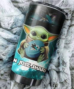 Baby Yoda Design Tumbler for NHL Fans San Jose Sharks NHL