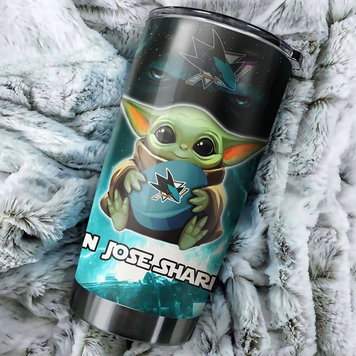 Baby Yoda Design Tumbler for NHL Fans San Jose Sharks NHL