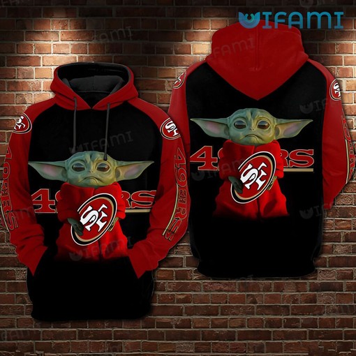 Baby Yoda Holding Logo All Over Print Hoodie - A Must for San Francisco 49ers Fans