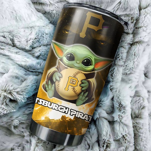 Baby Yoda and Personalized Design - Pittsburgh Pirates MLB Tumbler with Personalized Tumbler and Tumbler Gift for Fans