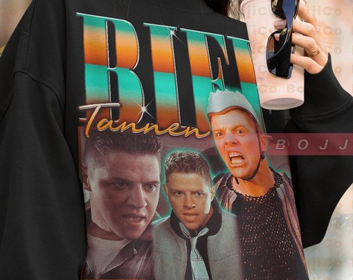 Back to Future Biff Tannen Sweatshirt, Thomas F. Wilson Homage Tee, Vintage Movie Shirts for Men - Image 4