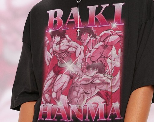 Baki Hanma Anime Pink Tee - Vintage Movie Shirts for Women Who Love Baki Hanma - Image 2