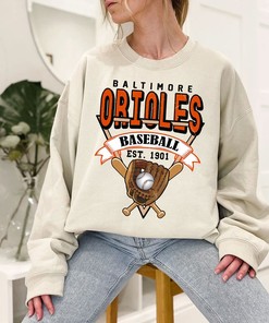 Baltimore Baseball Crewneck Sweatshirt, Vintage Baltimore MLB Shirt, Baseball Fan Gifts, College Shirts