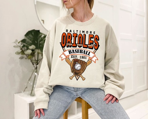 Baltimore Baseball Crewneck Sweatshirt, Vintage Baltimore MLB Shirt, Baseball Fan Gifts, College Shirts