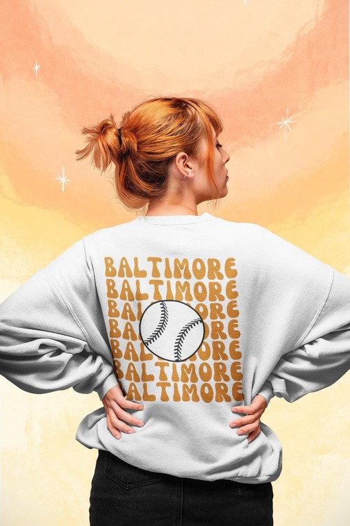 Baltimore Baseball Crewneck, Women Orioles Sweatshirt, Women Baseball Game Day Shirt, Orioles Fan Shirt