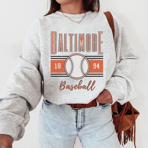 Baltimore Baseball Retro Unisex Sweatshirt, Vintage Preppy Crewneck, Cute Modern Women Crew