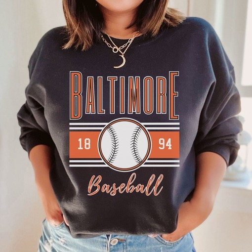 Baltimore Baseball Retro Unisex Sweatshirt, Vintage Preppy Crewneck, Cute Modern Women Crew - Image 2