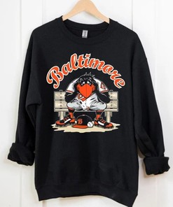 Baltimore Baseball Team Cute Mascot Mood Black Sweatshirt For Animal Lovers With Sport Shirts Unisex