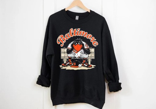 Baltimore Baseball Team Cute Mascot Mood Black Sweatshirt For Animal Lovers With Sport Shirts Unisex