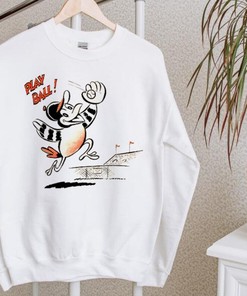 Baltimore Baseball Team Play Ball White Sweatshirt For Retro Sports Lovers With Vintage NCAA Shirts