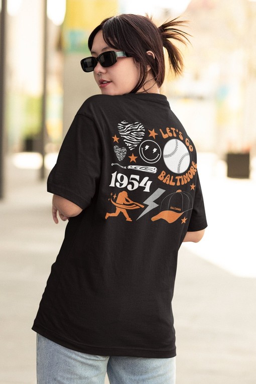 Baltimore Baseball Tee, Oversize Baltimore Orioles Tee, Baseball Game Day Tee