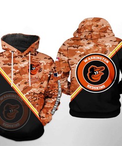Baltimore Orioles All Over Print Camo Team 3D Hoodie Zipper - 3D Hoodies with Zippers