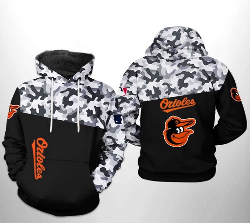Baltimore Orioles All Over Print Camo Veteran 3D Hoodie Zipper - All Over Print Hoodies for Women