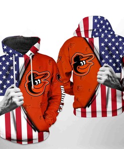 Baltimore Orioles All Over Print US Flag 3D Hoodie - 3D Hoodies for Men
