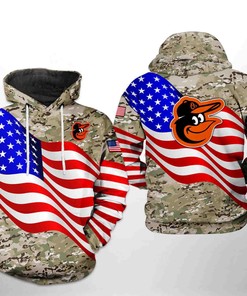 Baltimore Orioles All Over Print US Flag Camo Veteran 3D Hoodie Zipper - All Over Print Hoodies for Women
