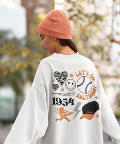 Baltimore Orioles Baseball Sweatshirt, Women's Crewneck Retro Style for Fanatics