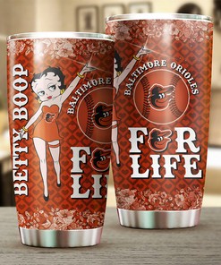 Baltimore Orioles Betty Boop Fans MLB Tumbler with Personalized Engraving and Logo