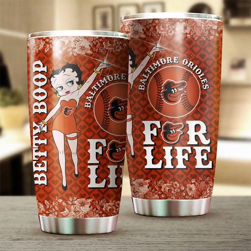 Baltimore Orioles Betty Boop Fans MLB Tumbler with Personalized Engraving and Logo