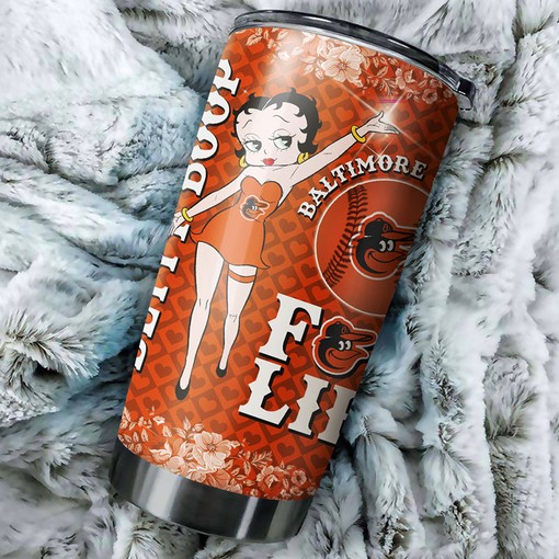 Baltimore Orioles Betty Boop Fans MLB Tumbler with Personalized Engraving and Logo - Image 2