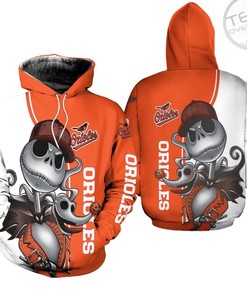 Baltimore Orioles Custom All Over Print 3D Hoodie with Jack Skellington and Zero Print