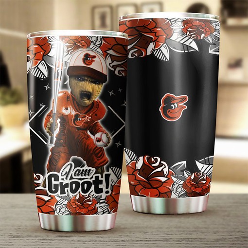 Baltimore Orioles I Am Groot Graphics Personalized Tumbler - Sports Tumbler 20oz