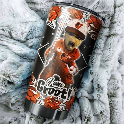 Baltimore Orioles I Am Groot Graphics Personalized Tumbler - Sports Tumbler 20oz - Image 2